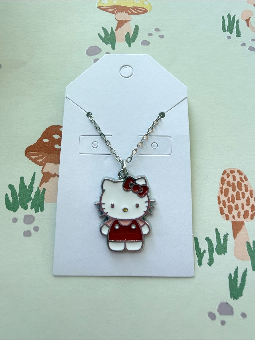 Hello Kitty Red and White Enamel Pendant Necklace